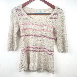 Y2K 90s Maurices Womens Top Sz S Crochet Fairy Grunge Earthy Embroidered